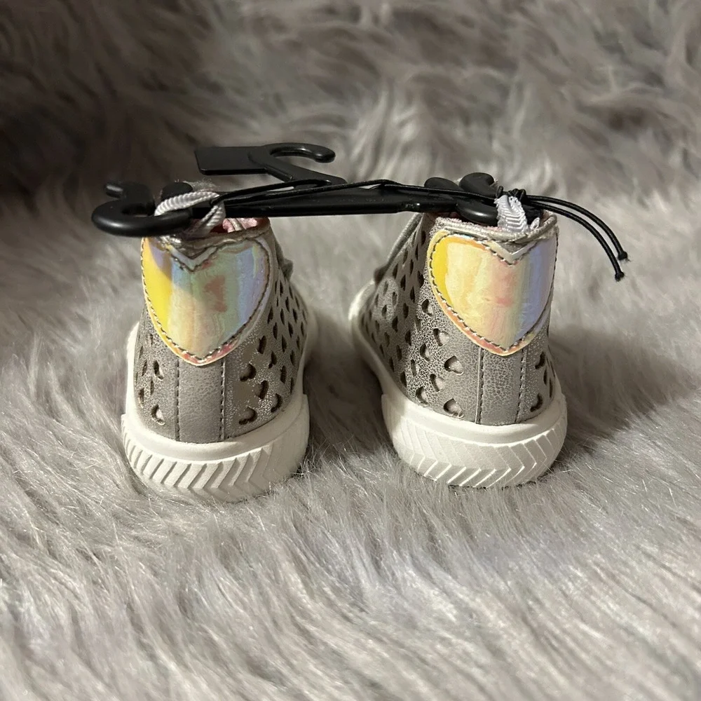 Wonder Nation Shoes Baby Girls‎ Size 6 Grey Heart High Top NEW